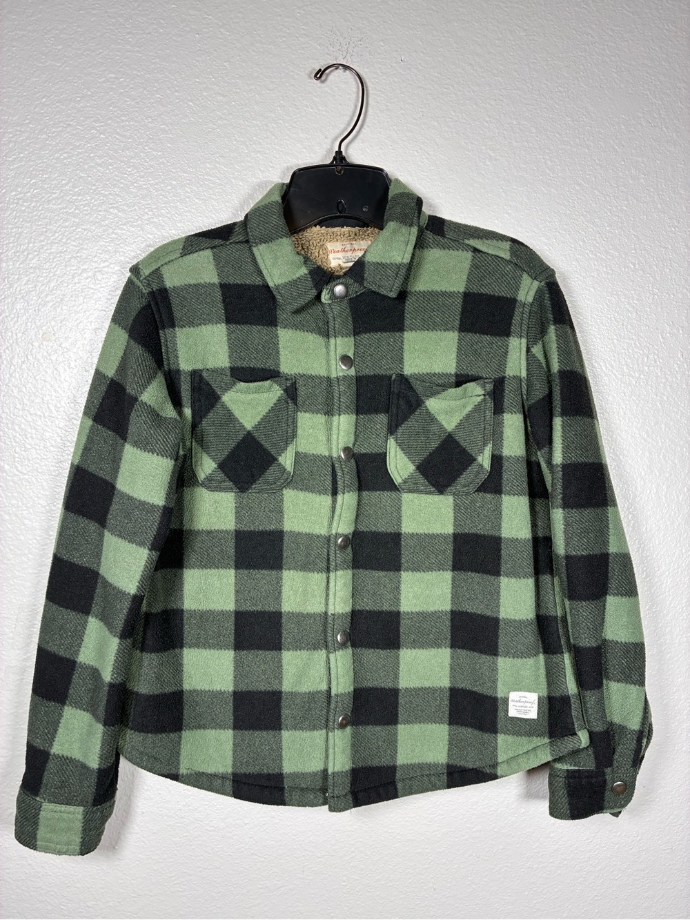Weatherproof Vintage Boys Medium 10/12 Green Buffalo Plaid Shacket Flannel